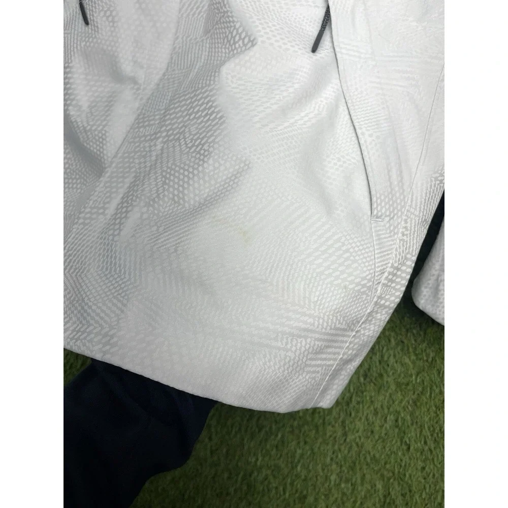 Nike Coat Mens Medium White Gray Full Zip Tech Jacket Winter Coat Rain 2000s